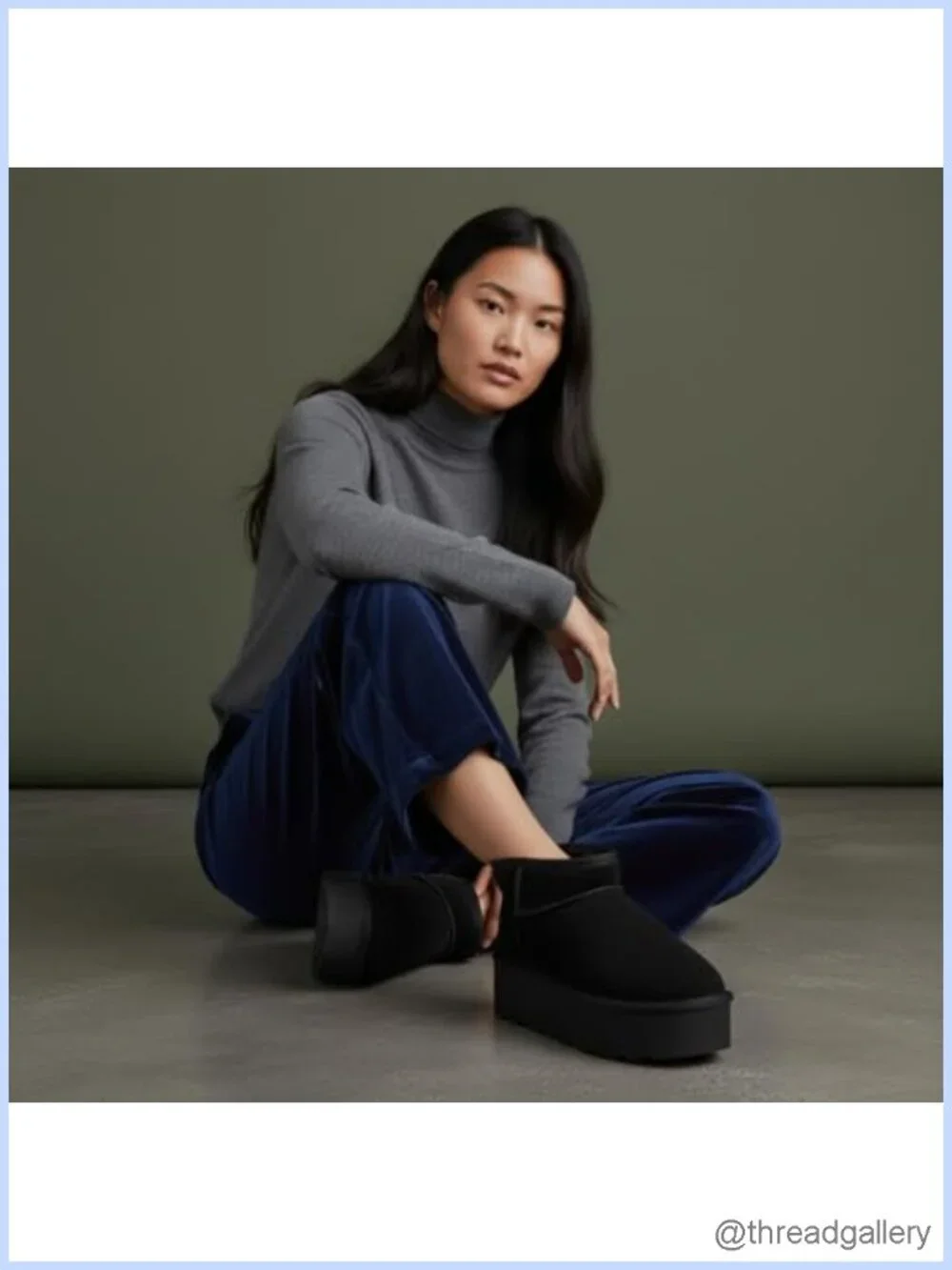 Genuine Suede Faux Fur Lining Platform Ankle Boots Slip-On Winter